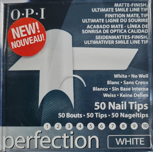 OPI NAIL TIPS - PERFECTION WHITE - No-well - Size 1 - 50 tips
